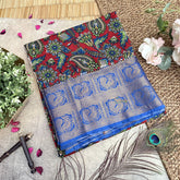 Red Kalamkari Saree with Kanchi Border-VS4149